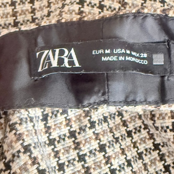 Zara Houndstooth Side Button Midi Skirt Brown Black Plaid Womens Medium - Picture 4 of 11